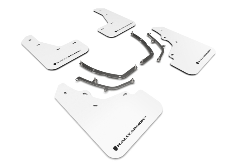 Mazda 3 Hatchback Mud Flaps - Front + Rear - Rally Armor - UR White Flap/Black Logo - White - `19-`25